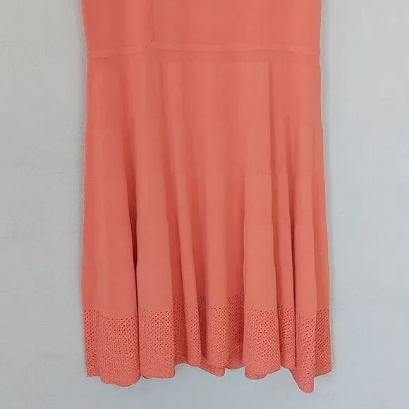 Cynthia Rowley Coral Peach Fit & Flare Crochet Knit Sleeveless Dress Size M - Picture 3 of 10